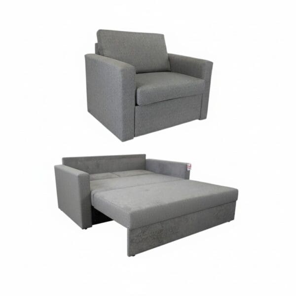 DOMO glide out sofa bed in grey fabric