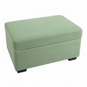 rectangular custom ottoman in light green fabric