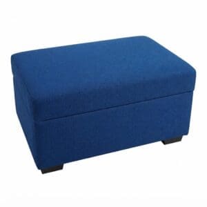 rectangular storage ottoman in dark blue fabric