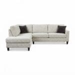 Custom made sofa sectional in beige fabric with brown pillows
