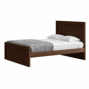 solid wood panel bed in brindle finish. made by crate designs