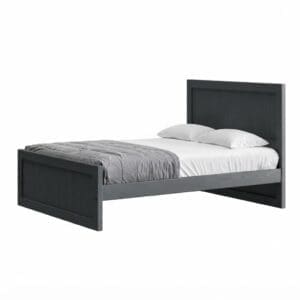 solid wood panel bed in graphite finish. made by crate designs