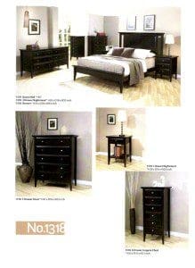 1318 solid maple luxury bedroom furniture in real wood dark brown