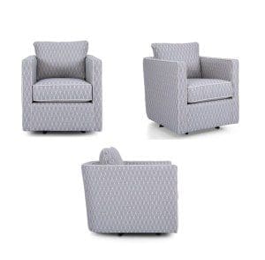 2050 swivel chair by Decor-Rest in grey fabric three different angles