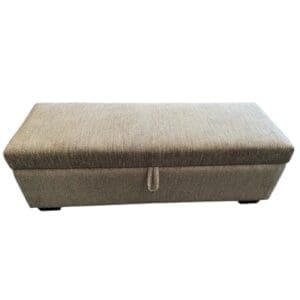 50" storage ottoman custom made. shown in grey fabric.