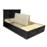 box bed in real wood. open with side view