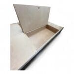 box storage bed with without a mattress and open