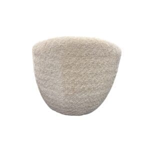 back view of Decor-Rest modern curved swivel chair in textured grey fabric