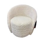 Decor-Rest modern curved swivel chair in textured cream fabric