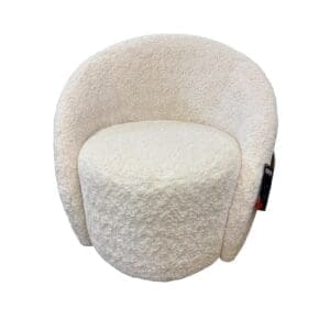 Decor-Rest modern curved swivel chair in textured cream fabric