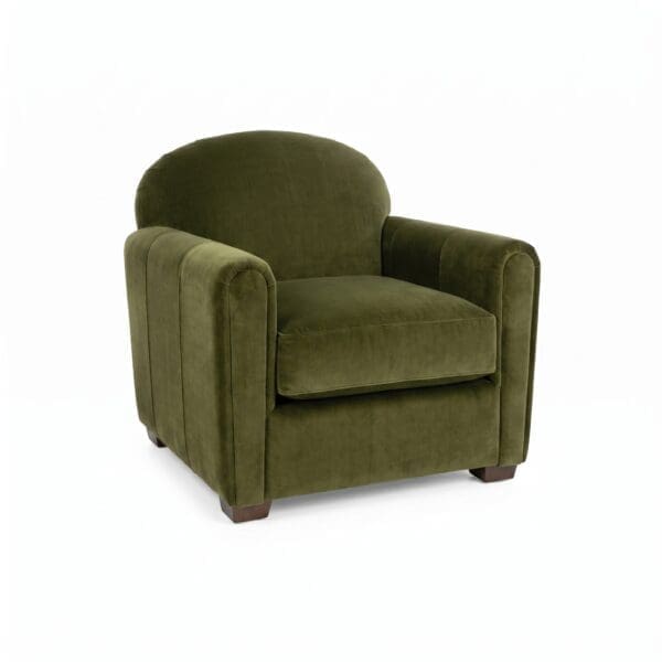 a dark green tub chair with custom made wood legs 2659F Chair by Decor-Rest