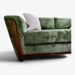deep green chenille fabric custom made 2 seater sofa front view